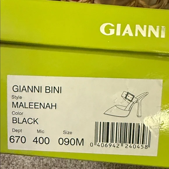 Gianni Bini Black Satin Heels with Rhinestone Buckle Womens Sz 9 - Picture 2 of 5